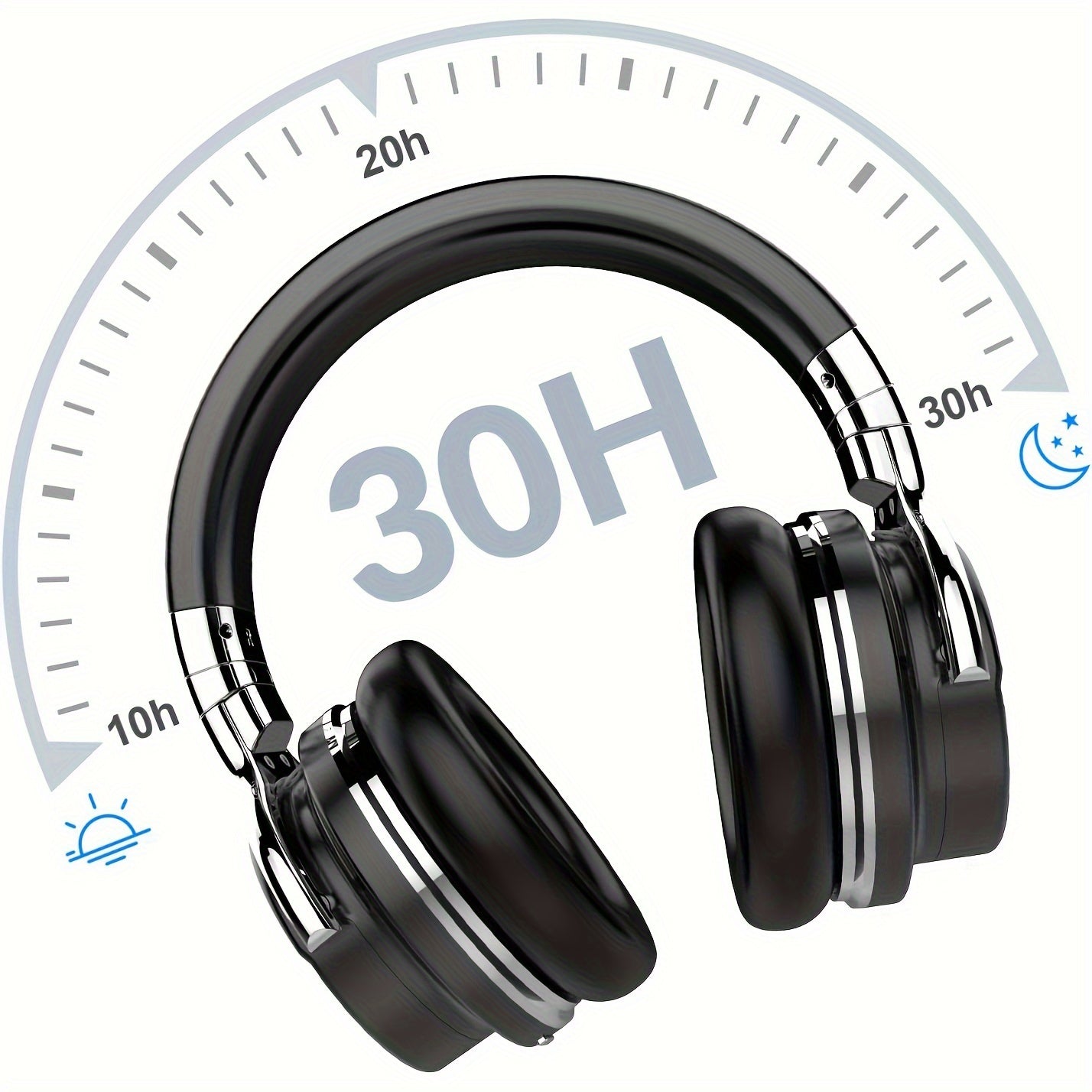 Active Noise Cancelling Headphones with Microphone Deep Bass Wireless Headphones Over Ear, Comfortable Earpads, 30 Hours Playtime