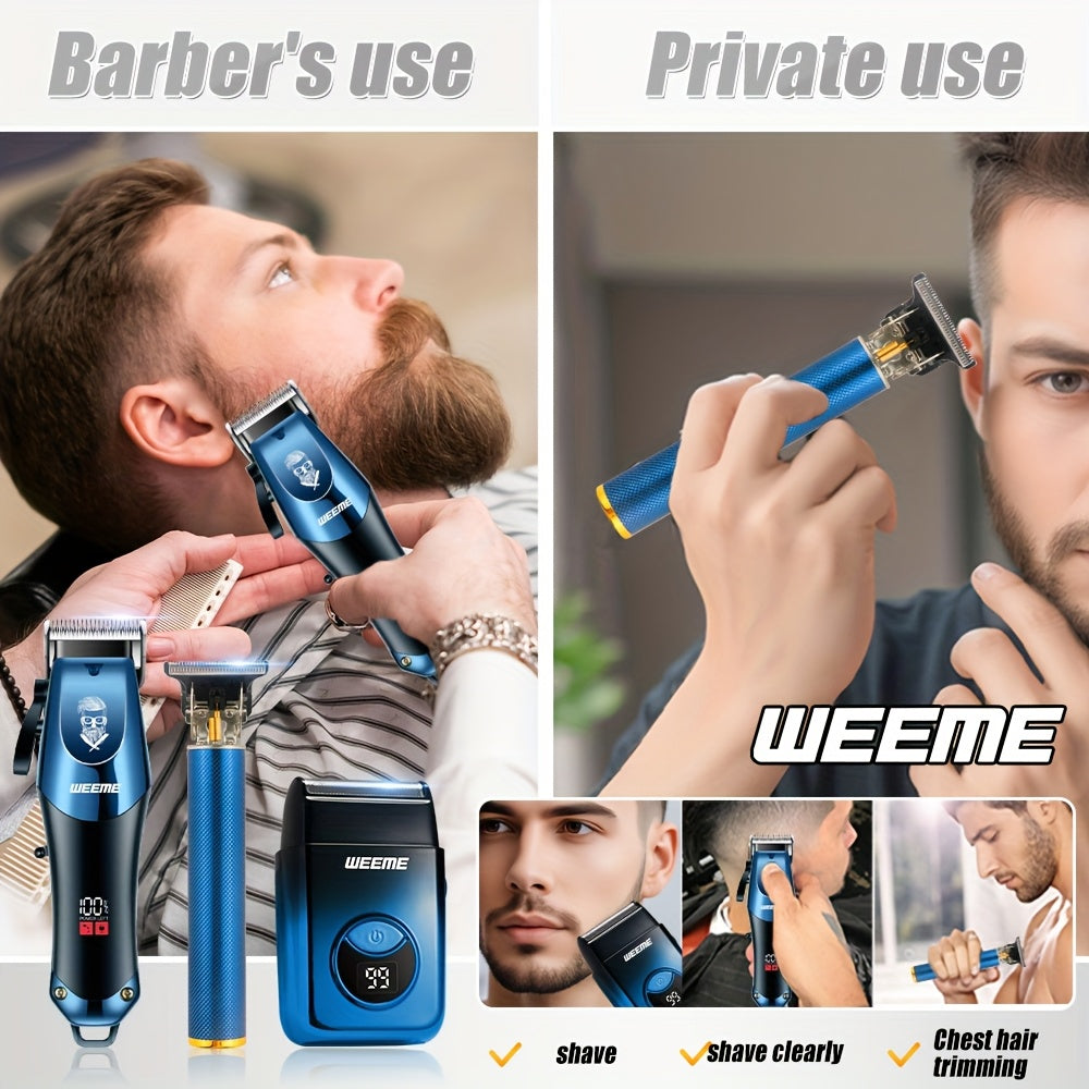 Professional Hair Clipper Set with T-Blade Zero Gap Trimmer – USB Rechargeable LCD Display, 2pcs/3pcs Men’s Electric Hair Cutting Kit, Portable Home Travel Grooming, Father’s Day Gift | ShopVora CA