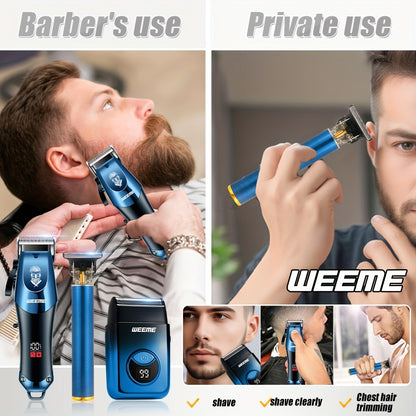 Professional Hair Clipper Set with T-Blade Zero Gap Trimmer – USB Rechargeable LCD Display, 2pcs/3pcs Men’s Electric Hair Cutting Kit, Portable Home Travel Grooming, Father’s Day Gift | ShopVora CA