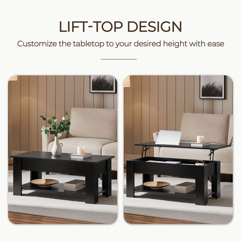 ALDEN DESIGN 38 Inch Lift Top Coffee Table with Hidden Compartment and Open Shelf Space-Saving Multi-Functional Storage Coffee Table for Small Apartment Living Room Reception Room Home Office White Gray Espresso Canada