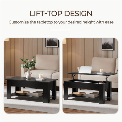ALDEN DESIGN 38 Inch Lift Top Coffee Table with Hidden Compartment and Open Shelf Space-Saving Multi-Functional Storage Coffee Table for Small Apartment Living Room Reception Room Home Office White Gray Espresso Canada