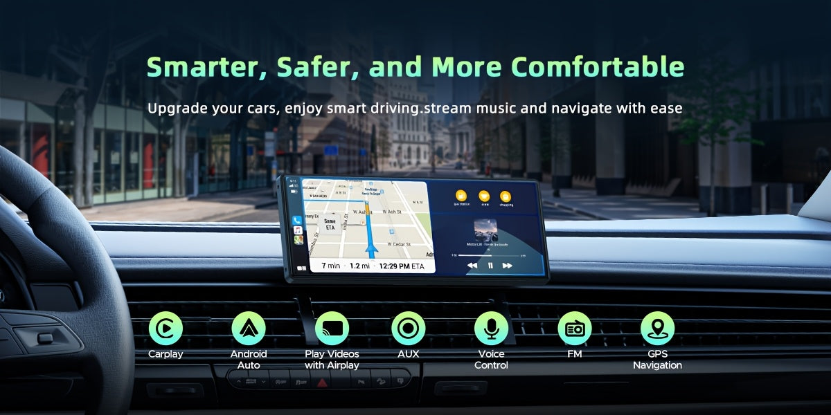 LAMTTO 9.26-Inch Wireless Carplay Screen for Car Compatible with Carplay And Android Auto, Portable Car Stereo with GPS Navigation, Wireless, Mirror Link, Drive Play, Screen for All Vehicles, Without Battery