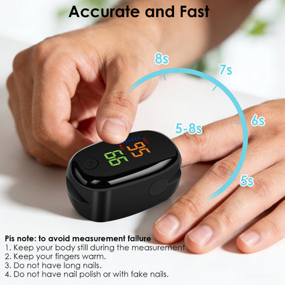 OLED Fingertip Pulse Oximeter – Medical-Grade SpO2 Blood Oxygen & Heart Rate Monitor, Fast Accurate Readings, Black Design, Portable for Home & Outdoor Use | ShopVora CA