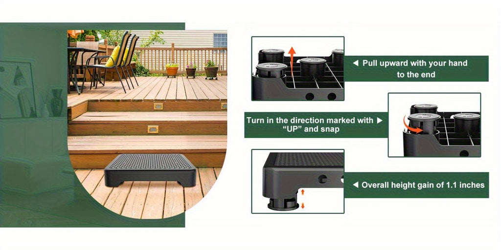 Heavy-Duty Adjustable Non-Slip Stepping Stool - Portable, Sturdy Polypropylene with Anti-Slip Rubber Mat, Ideal for Cars, Beds, Doors, Stairs & Bathrooms - Indoor/ Outdoor Use, Easy Storage, Mobility Aids, Daily Necessities