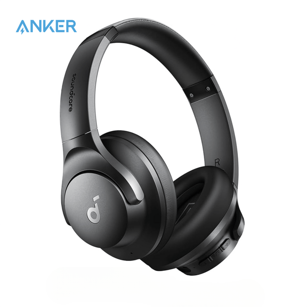 soundcore by Anker Q20i Hybrid Active Noise Cancelling Headphones, Wireless Over-Ear Bluetooth, 40H Long ANC Playtime, Hi-Res Audio, Big Bass, Customize via an App, Transparency Mode, Ideal for Travel (Renewed)