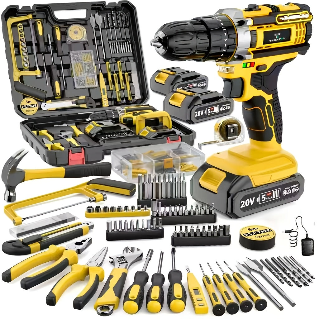 20V Industrial Electric Cordless Impact Drill, Drilling Concrete Walls, Powerful Performance, Easy to Drill Holes, Can Tighten Screws, 3/8-inch Keyless Chuck, 18+3 Torque Setting, Built-in LED Light, 35Nm Maximum Torque, 2.0Ah Battery, Perfect Gift
