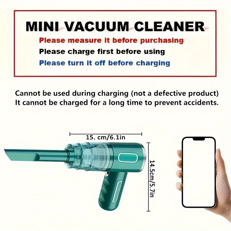 Upgraded Version, Portable Cordless Handheld Vacuum Cleaner, Cyclone Suction Wireless Vacuum. Rechargeable Strong Suction Vacuum Suitable for Cars/Offices/Homes