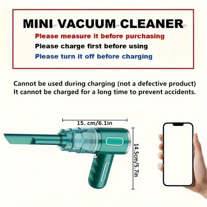 Portable Cordless Handheld Vacuum Cleaner – Upgraded Cyclone Suction, Rechargeable Wireless Vacuum for Car, Home & Office, Strong Suction Mini Vacuum with Filter