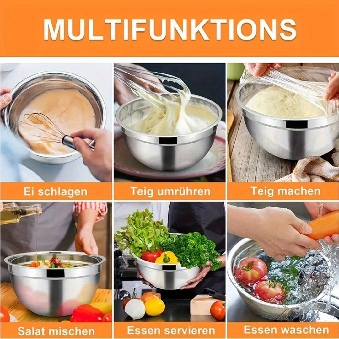 14-Piece Stainless Steel Mixing Bowl Set with Airtight Lids – 7 Nesting Bowls 0.7-5QT for Baking Salad Serving Food Prep, Space-Saving Black Kitchen Bowl Set | Canada