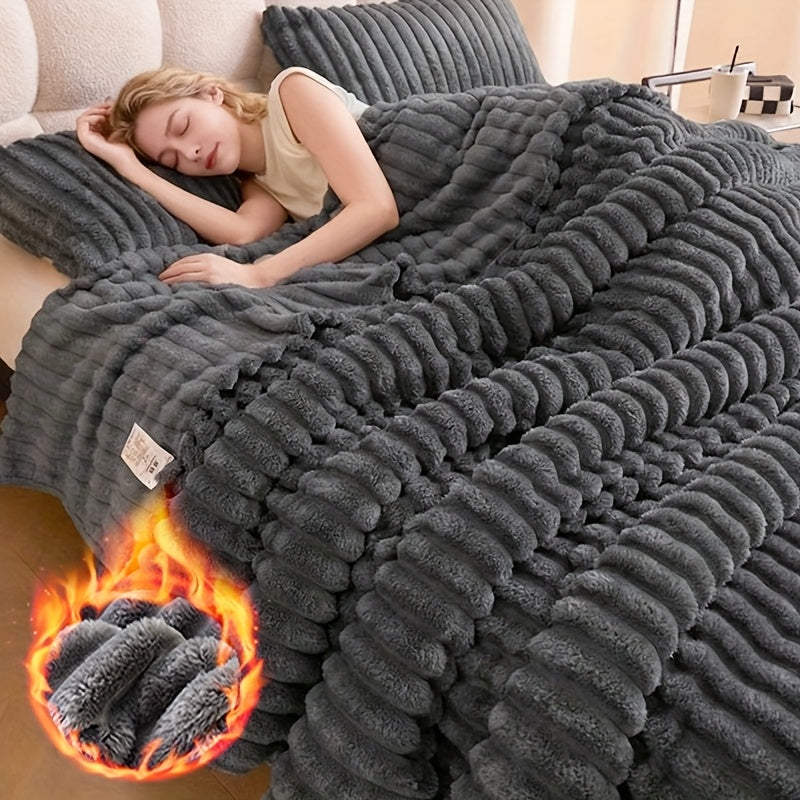Faux Rabbit Hair Reversible Fleece Blanket – Thickened Extra Large Soft Thermal Throw for Bed, Sofa, Office & Camping | All-Season Nap Blanket | Throw to King Size | 4 Colours | ShopVora CA