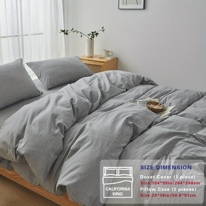 100% Washed Cotton Duvet Cover Set – Breathable, Durable & Ultra-Soft Comfy Bedding Set for All Seasons, Multiple Sizes & Colours