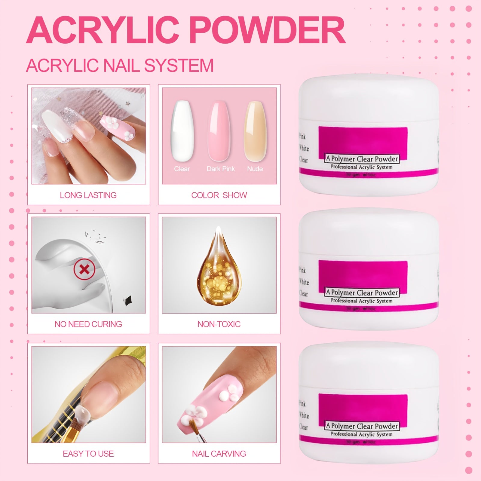 Complete Acrylic Nail Kit for Beginners – Nail Drill, UV Lamp, Acrylic Powder & Liquid System, Glitter Rhinestone Decorations, Multi-Color DIY Manicure Set for Salon-Quality Nails at Home