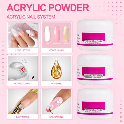 Complete Acrylic Nail Kit for Beginners – Nail Drill, UV Lamp, Acrylic Powder & Liquid System, Glitter Rhinestone Decorations, Multi-Color DIY Manicure Set for Salon-Quality Nails at Home