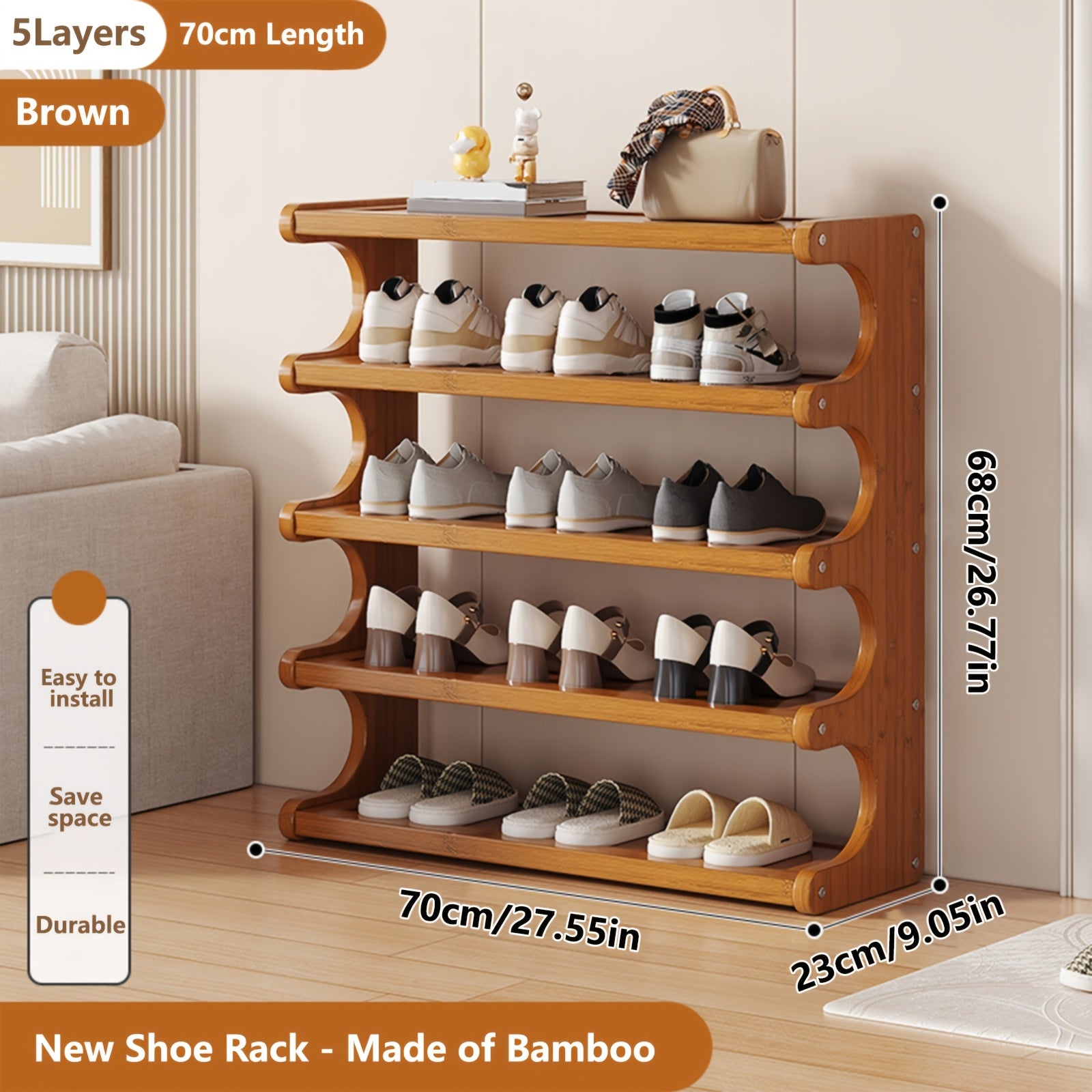 Bamboo Shoe Rack 3 5 6 Tier Wood Grain Shoe Storage Organizer - Easy Assembly Space Saving Shoe Shelf for Entryway Front Door Living Room Bedroom Garage Canada