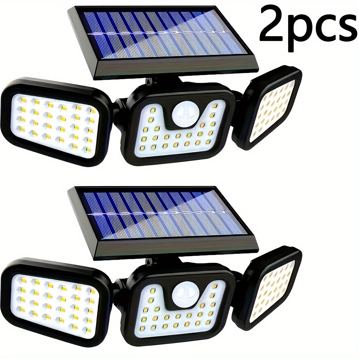 Solar Outdoor Triple-Head Motion Sensor Wall Light – 74 LED 270° Wide-Angle IP65 Waterproof Solar Fence Light for Garden, Courtyard, Garage, Porch & Street, 3 Modes