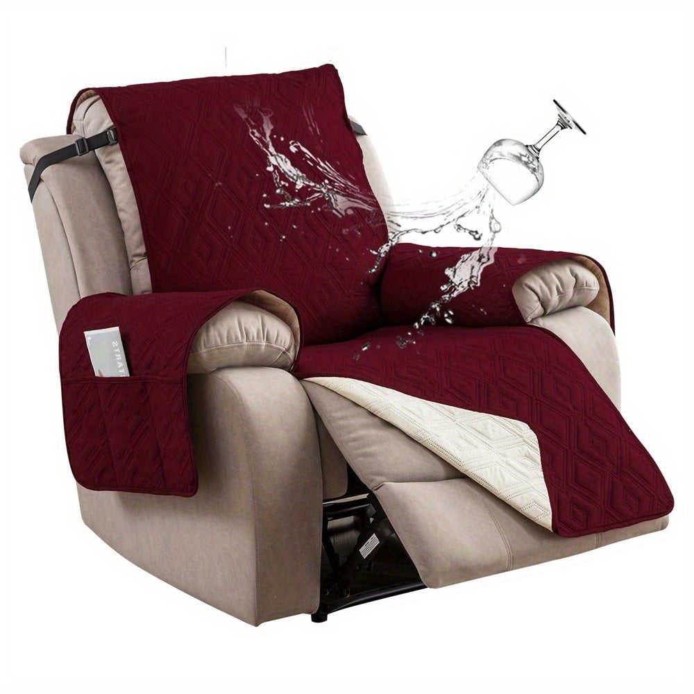 [Fully Recliner Chair Cover] Non-Slip Washable Recliner Chair Cover | Single Piece, Winter Insulation, Furniture Protector for Pets, Pocket