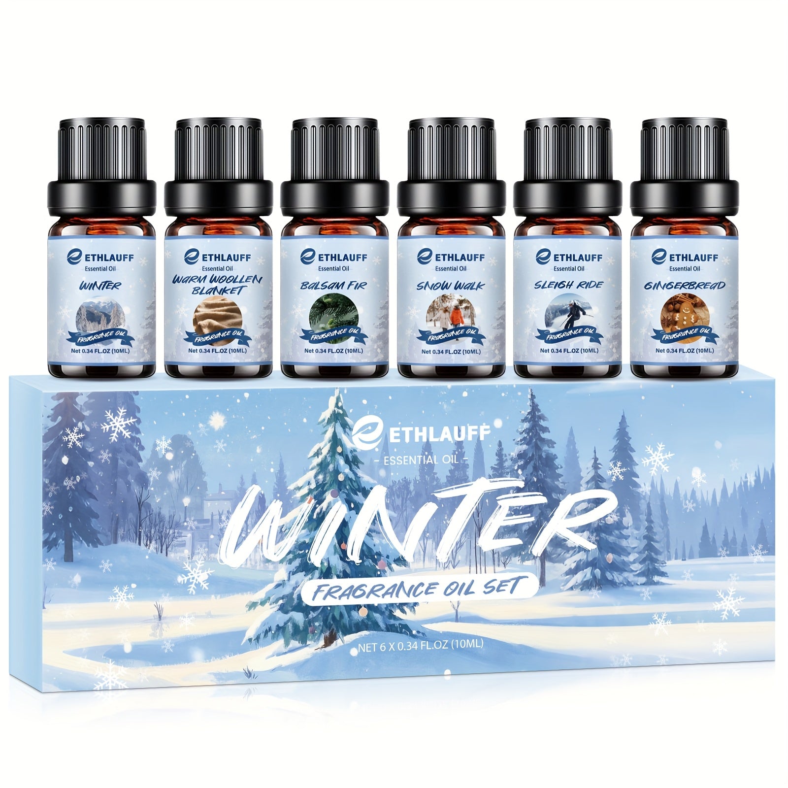 Christmas Fragrance Oils Gift Set – 6 Holiday Scented Oils for Diffuser & Candle Making, Jingle Bells, Christmas Wreath, Christmas Tree, Chocolate Orange, Apple Pie & Gingerbread, Festive Home Fragrance Gift | ShopVora CA