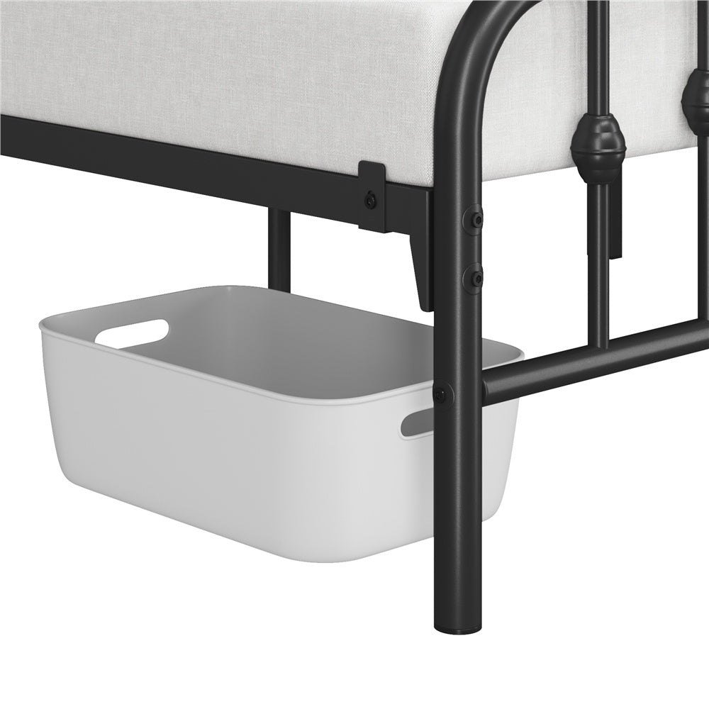 ALDEN DESIGN Bed Frame, Modern Metal Bed Frame with Arched Headboard & Foot Board, Metal Bed Frame, Spacious Under bed Storage Space, Heavy Duty Slat Support, No Box Spring Needed, Queen/Full/Twin, Black/White