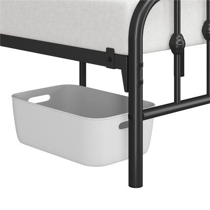 Metal Platform Bed Frame with Arched Headboard Footboard Queen Full Twin No Box Spring 800 lb Capacity Underbed Storage - ALDEN DESIGN Modern Bed, Black White, Canada