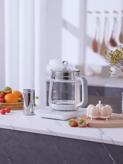 Electric Health Pot Glass Kettle 1.8L – 18 Cooking Functions Smart Touch Screen, Egg Steaming Rack, Removable Filter, Keep Warm for Coffee Porridge Tea – ShopVora CA