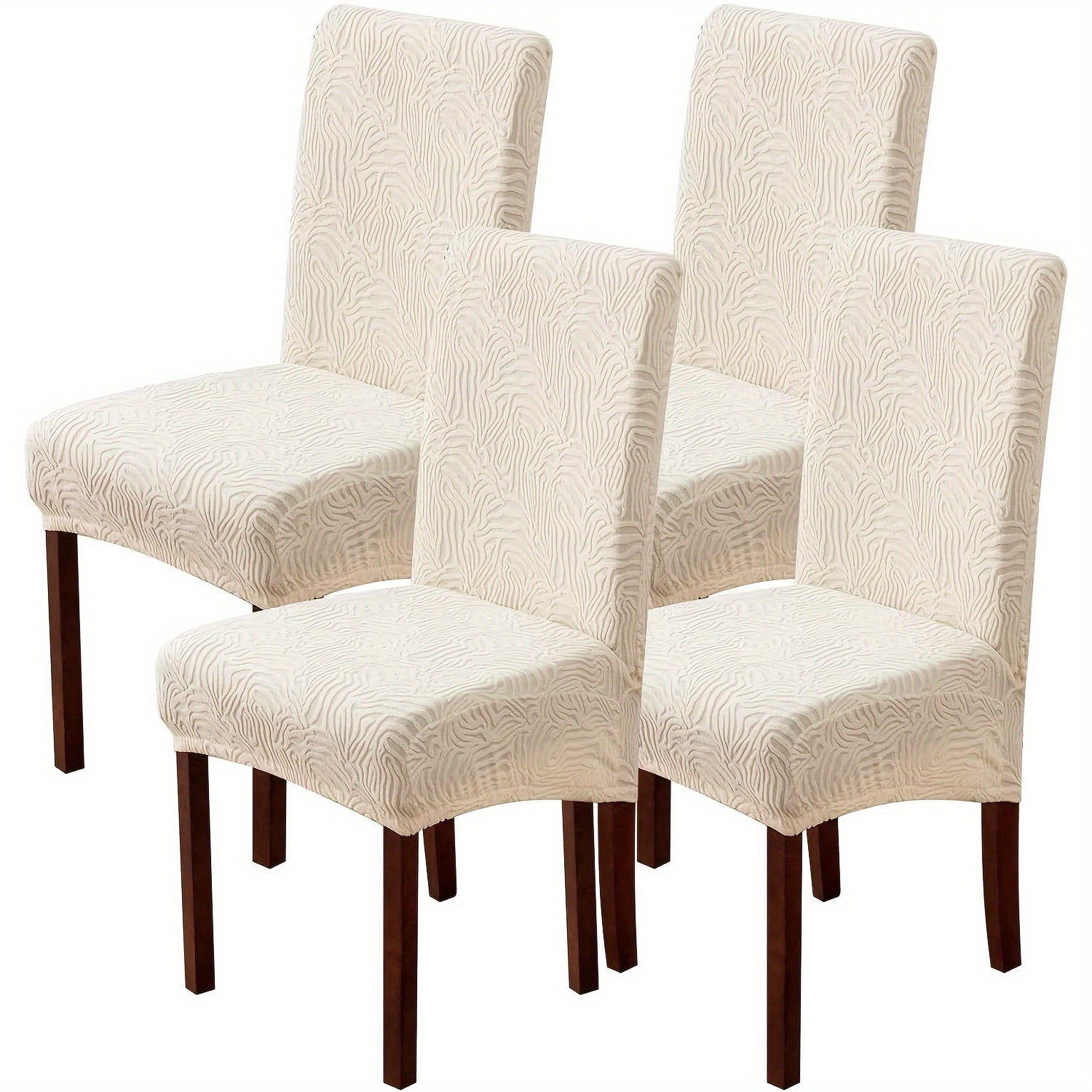 4/6pcs Waterproof Chair Covers for Dining Room, Stretch Jacquard Dining Chair Slipcovers Removable Washable Chair Protector for Kitchen, Hotel, Restaurant