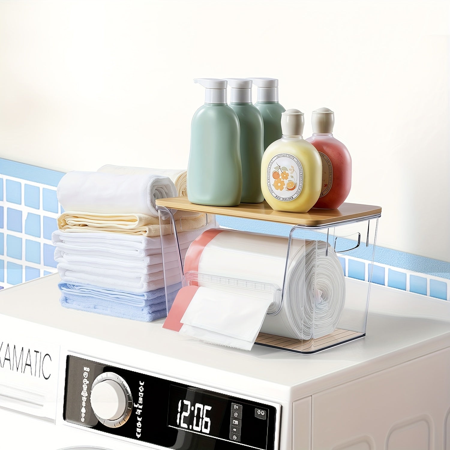 1/2/4pcs Stackable Trash Bag Dispenser, Trash Bag Holder, Extra-Large Clear Acrylic Kitchen Organizer, Suitable for Under-Sink Organization, Laundry Room Organization, Holds Trash Bags and Some Small Items
