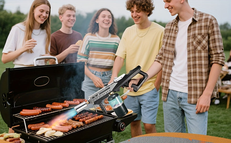 Powerful Propane Torch Gun, Flamethrower with Adjustable Flame, Blow Torch for Campfire, Fire Pit Starter, BBQ, Weed Killing, Fun Gift (Propane Tank Not Included)