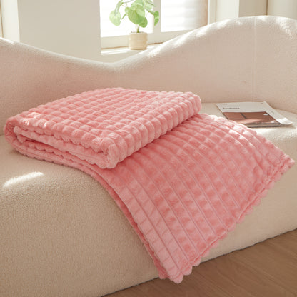 Solid Colour Plush Throw Blanket – Soft Warm Sofa Blanket for Naps, Office, Camping & Pets | All-Season Bedspread Gift Blanket | White Khaki Grey | Multiple Sizes