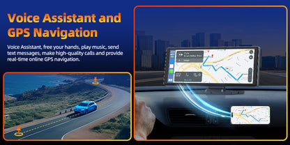 Portable Wireless CarPlay Screen for Car – 7"/9"/9.26" HD Display, Android Auto, GPS Navigation, Bluetooth, FM, AUX, AirPlay, Voice Control, Plug & Play for All Vehicles (Lamtto)