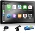 9-Inch Wireless CarPlay Screen for Car Android Auto GPS Navigation, 1080P Backup Camera Bluetooth Mirror Link Voice Assistant FM AUX Airplay – Portable Car Stereo Display