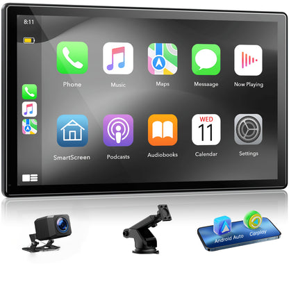 9-Inch Wireless CarPlay Screen for Car Android Auto GPS Navigation, 1080P Backup Camera Bluetooth Mirror Link Voice Assistant FM AUX Airplay – Portable Car Stereo Display