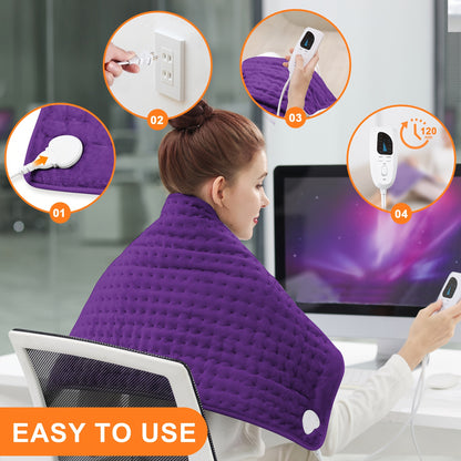 XXL Heating Pad with 6 Heat Levels – 24"x12" or 33"x17", Heats to 140°F, Auto Shut-Off, Machine Washable, Ultra-Soft Flannel for Back, Shoulder, Knee & Neck Pain Relief | ShopVora CA
