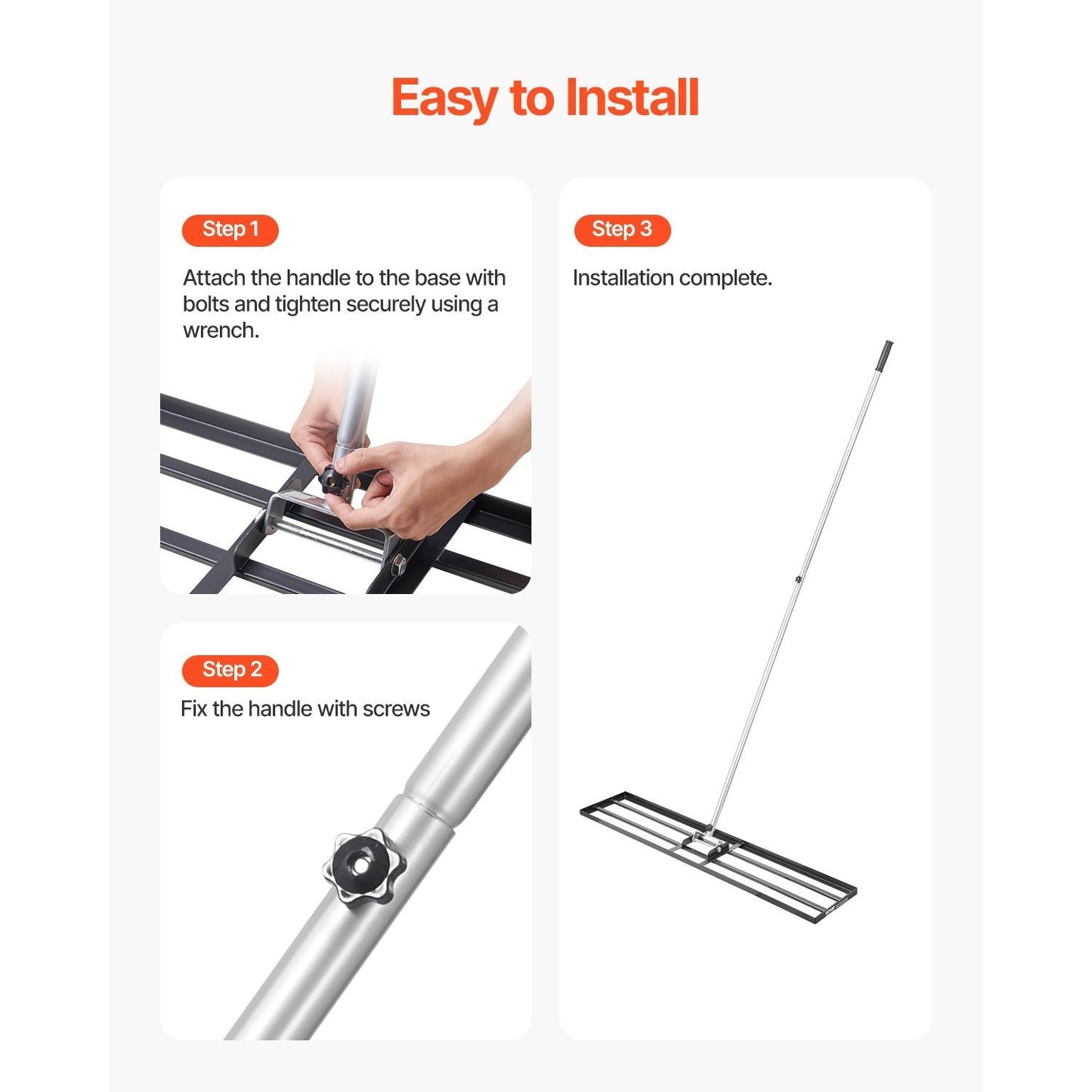 VEVOR Lawn Leveling Rake Q235 Carbon Steel – 10x30/36/48in Blade, 83.9in Adjustable Handle, 180° Rotating, 11.9 lbs, Leveling Tool for Yard Lawn Golf Course Farm Garden | Canada
