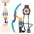 HYES 2 Set of Bow And Arrow Featuring a 29" Large Dart Board, Illuminated Archery Kit with 24 Suction Cup Arrows, Suitable for Indoor And Outdoor Play, Perfect Gifts for Boys And Girls Aged 3 to 12