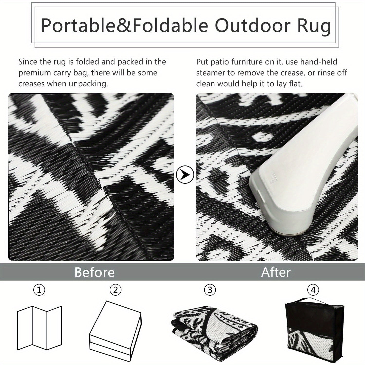 1pc Round Outdoor Rug, Boho Outdoor Carpet Patio Rugs Outdoor Circle Rug Reversible Outdoor Patio Rug Lightweight Portable Outdoor Area Rug For Patio Balcony Camping