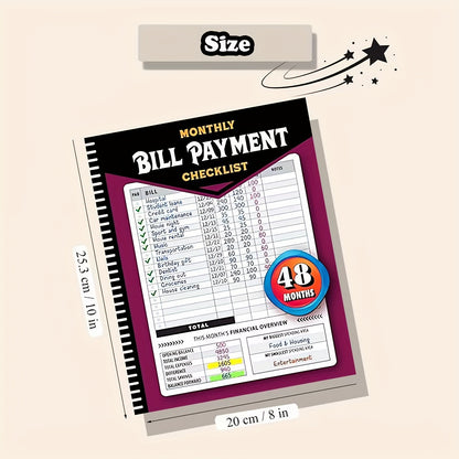 48-Month Bill Payment Planner & Financial Organizer – Monthly Household Budget Tracker, 4-Year Expense Log Book, Paper Notebook for Home Finance Management