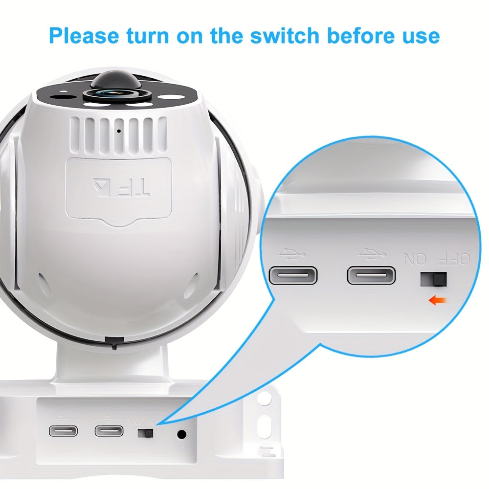 XIAOVV Solar Security Camera 360° PTZ Battery Powered Outdoor Wireless Monitoring Camera with Motion Detection Alerts, 2.4Ghz WiFi Connect, Color Night Vision, Two-Way Audio, for Home/Business Surveillance, Sleek Design, Durable Construction