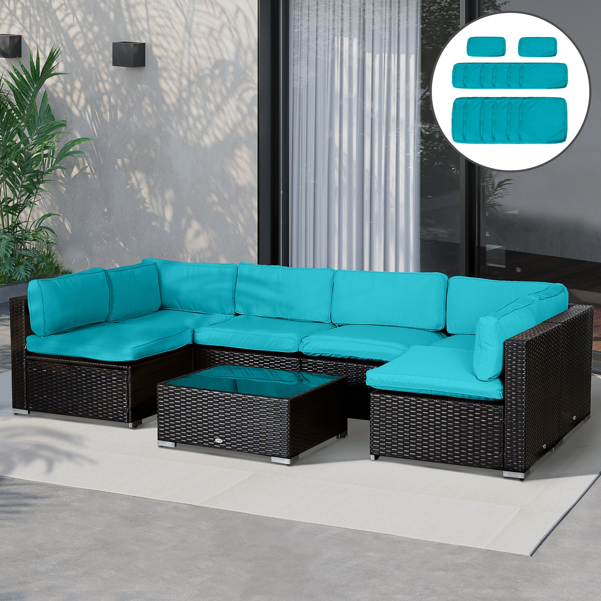 Outdoor Cushion Covers 14 Pcs Replacement for Rattan Sofa Set Polyester Waterproof Dustproof Machine Washable Zipper Closure Navy Blue - Patio Garden Furniture Covers, Canada