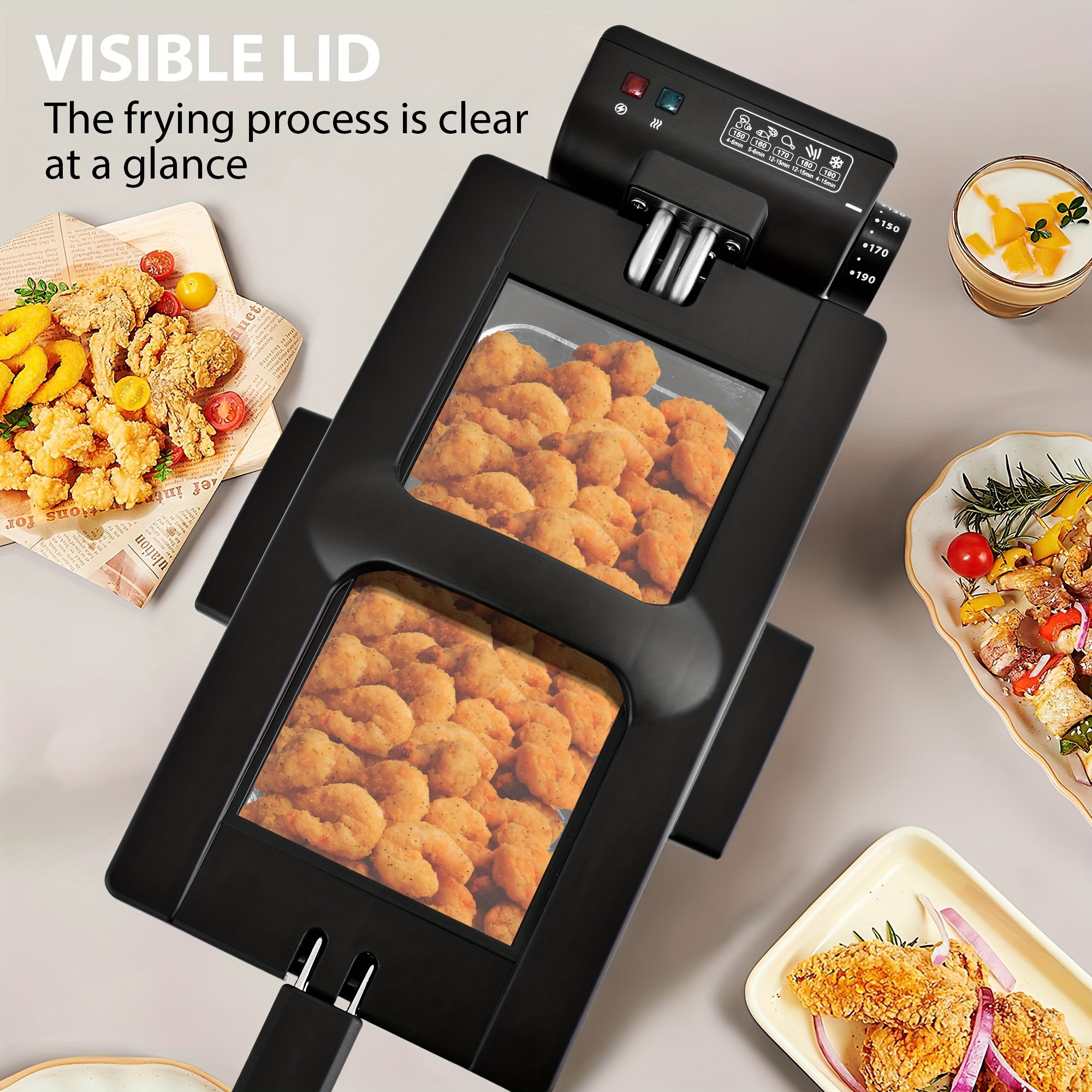 Electric Deep Fryer with Basket 84.5oz / 1.59gal – Stainless Steel, Adjustable Temperature & Timer, Odor Filter Lid, Easy Clean, Perfect for Fried Chicken, Fish, Fries & Donuts