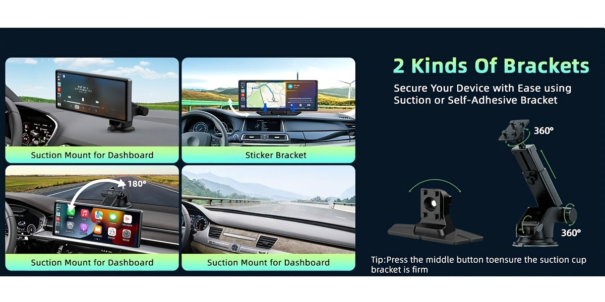 LAMTTO 9.26-Inch Wireless Carplay Screen for Car Compatible with Carplay And Android Auto, Portable Car Stereo with GPS Navigation, Wireless, Mirror Link, Drive Play, Screen for All Vehicles, Without Battery