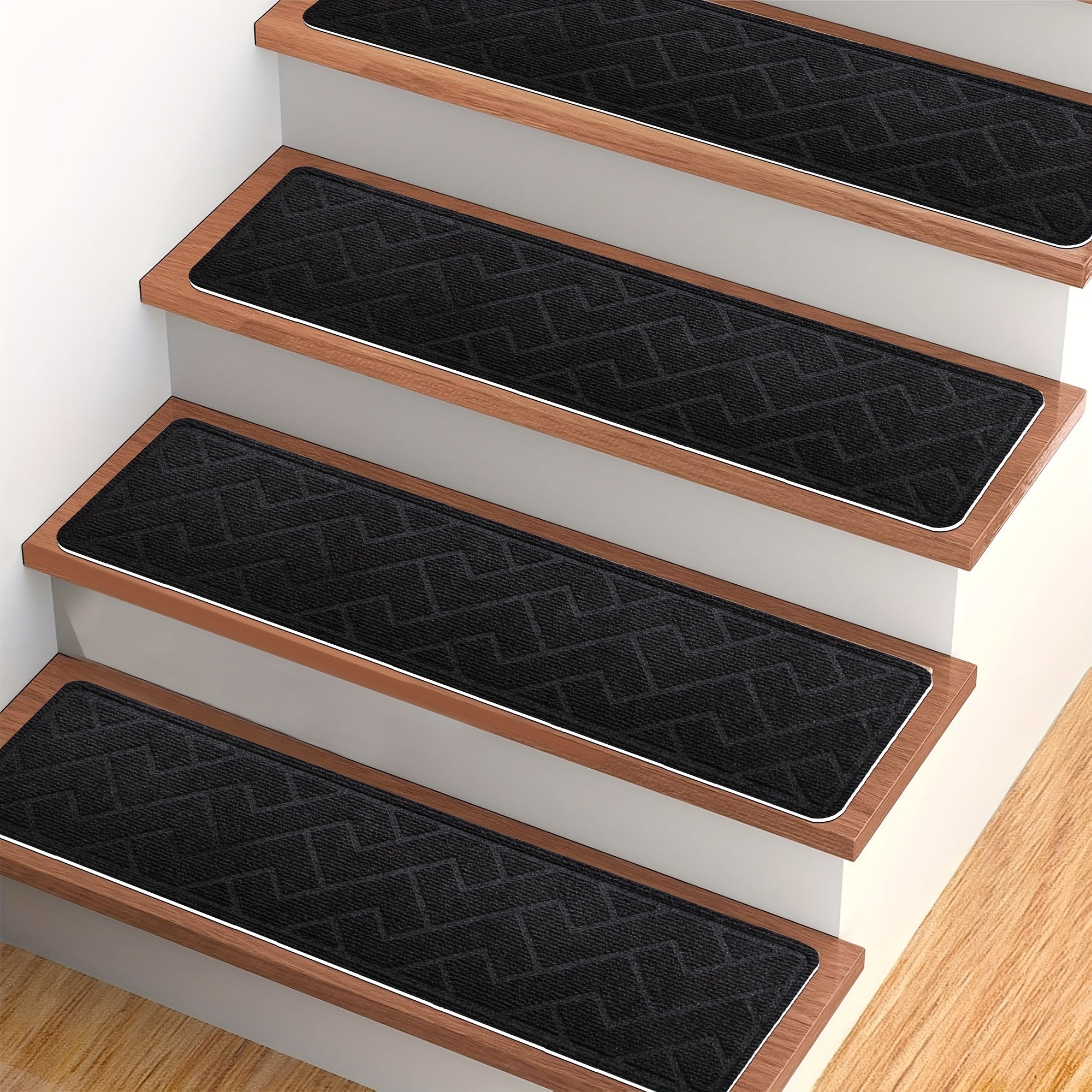 Non-Slip Stair Mats 30x8 Inch Set of 7 or 15 – Washable Indoor Stair Treads with Self-Adhesive Tape for Wooden Steps, Home & Office Safety Staircase Protection Cover