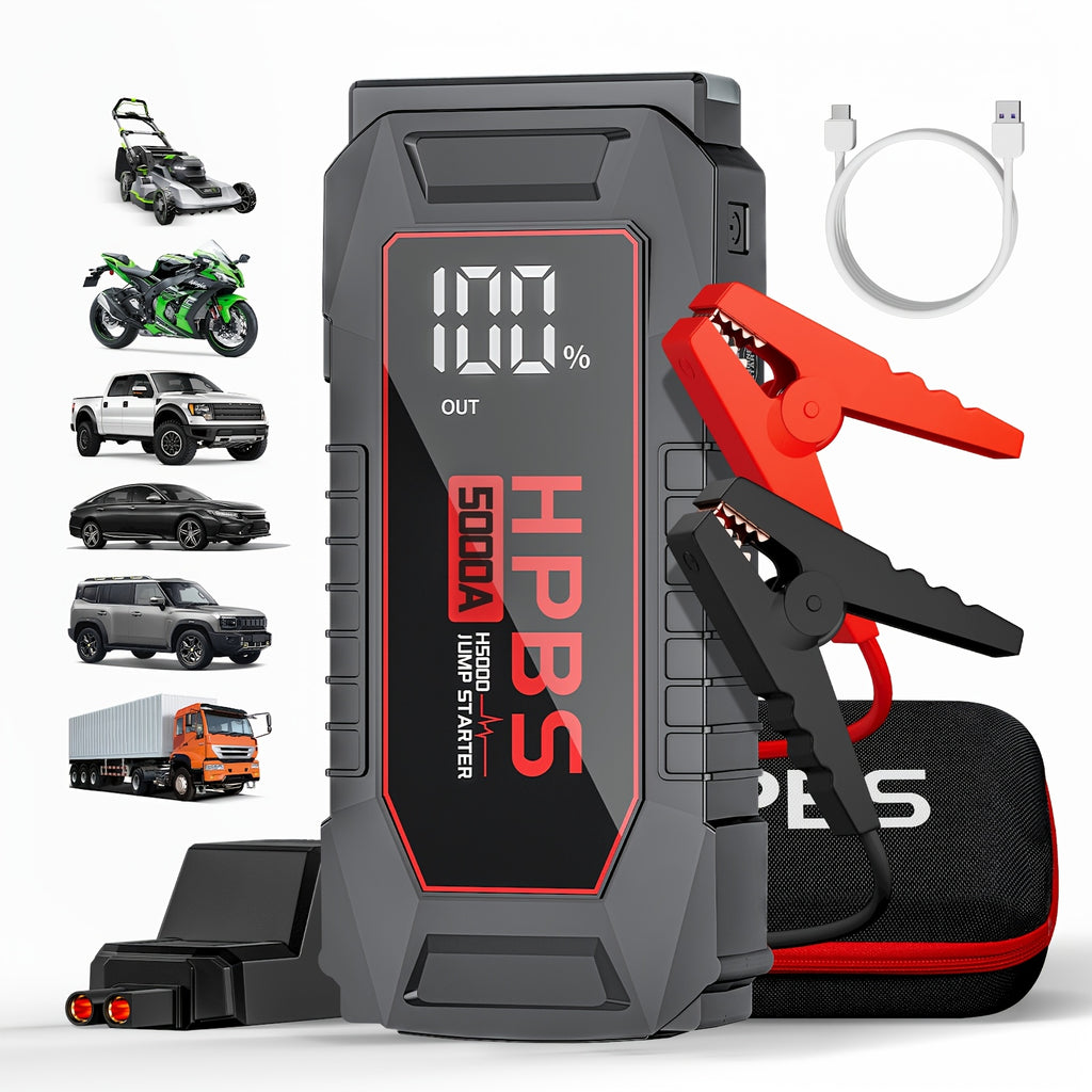 HPBS 5000A Jump Starter Battery Pack With 24000mAh Power Bank, 12V Battery Booster Charger For All Gas And 2.64gal Diesel Engines-Motorcycle, Car, SUV, PICK-UP, Truck, Quick Start Dead Battery, Multi-functional Flashlight For Outdoor Adventures