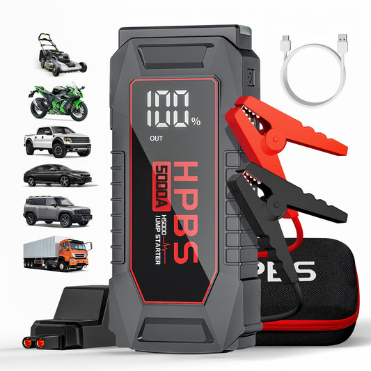 HPBS 5000A Jump Starter Battery Pack With 24000mAh Power Bank, 12V Battery Booster Charger For All Gas And 2.64gal Diesel Engines-Motorcycle, Car, SUV, PICK-UP, Truck, Quick Start Dead Battery, Multi-functional Flashlight For Outdoor Adventures