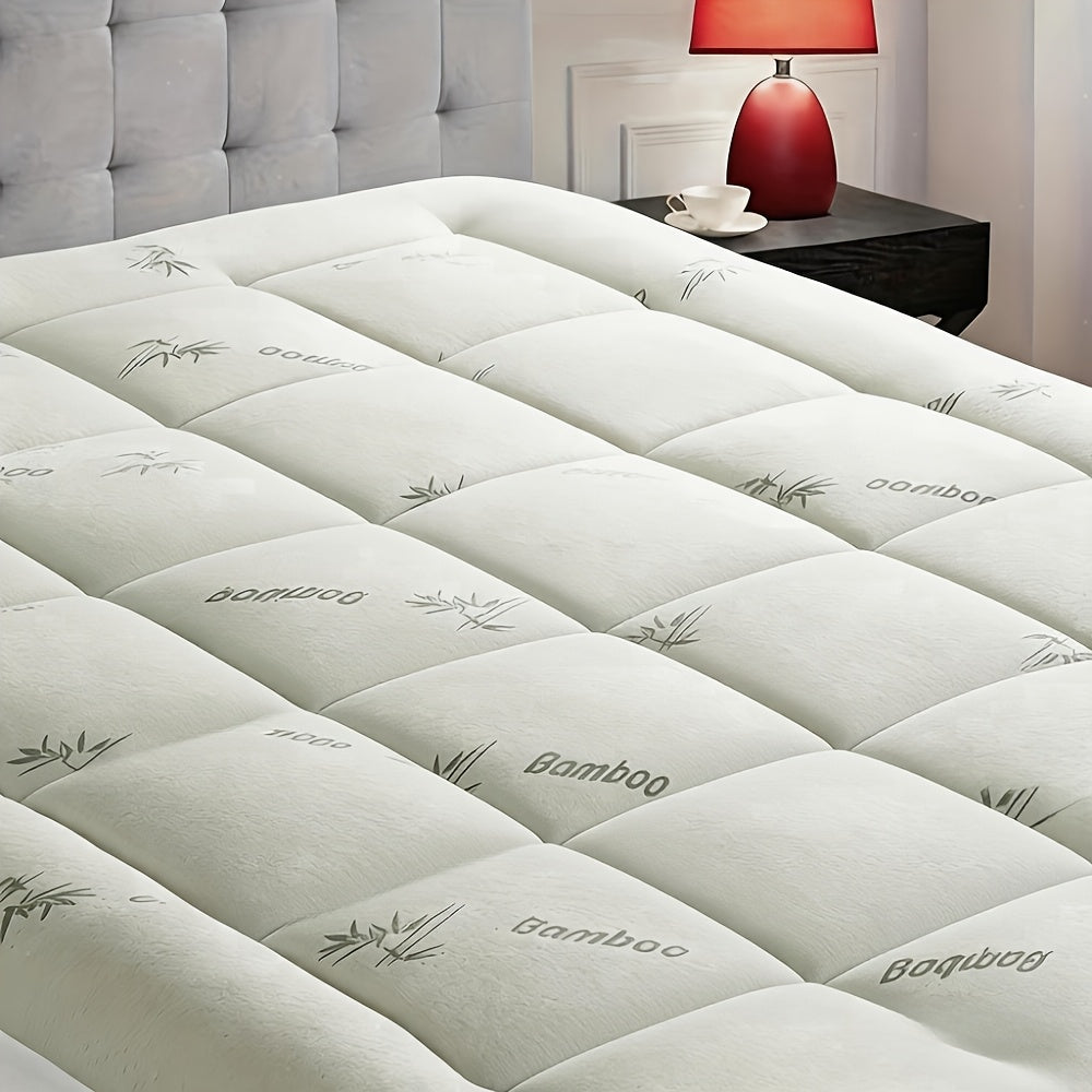 Cooling Mattress Topper, Rayon Derived From Bamboo Pillow Top Mattress Topper for Hot Sleepers, Mattress Pad with 8-21" Deep Pocket