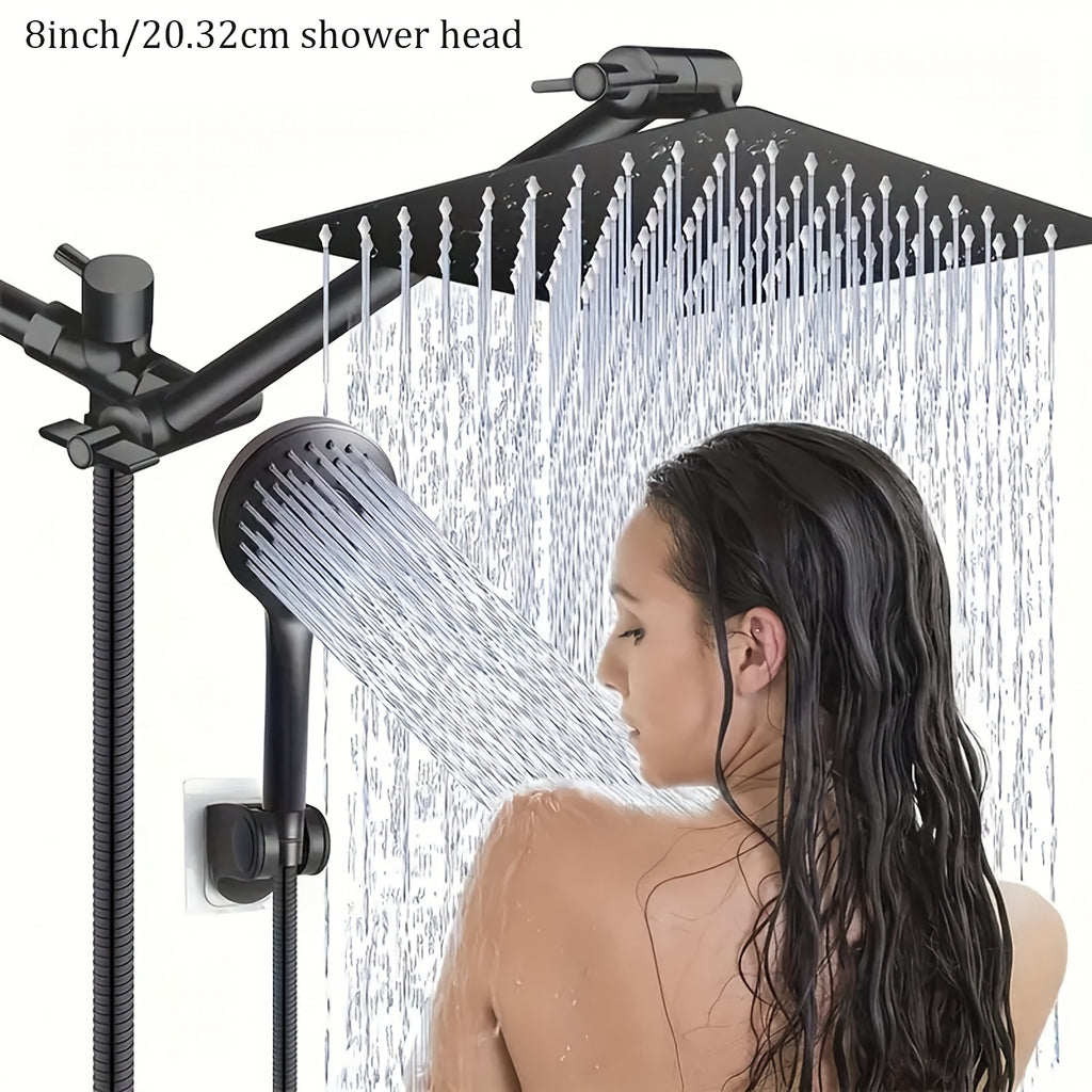 Modern Luxury Shower Head, 8/10 Inch Shower Head with Handheld Spray Combo And Adjustable Arm, High Pressure Rain Shower Head, Electroplated/Black Shower Showerhead, Handheld Showerhead, Contemporary Design