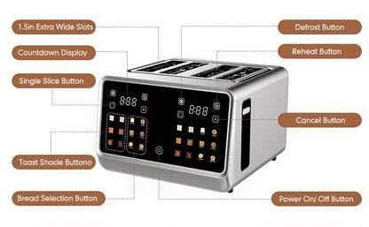 Toaster Oven 24-Slice Touch Screen with LCD Display – 6 Bread Types, 6 Browning Settings, Bagel Defrost Cancel, Stainless Steel Extra-Wide Countertop Toaster Oven for Canadian Kitchens