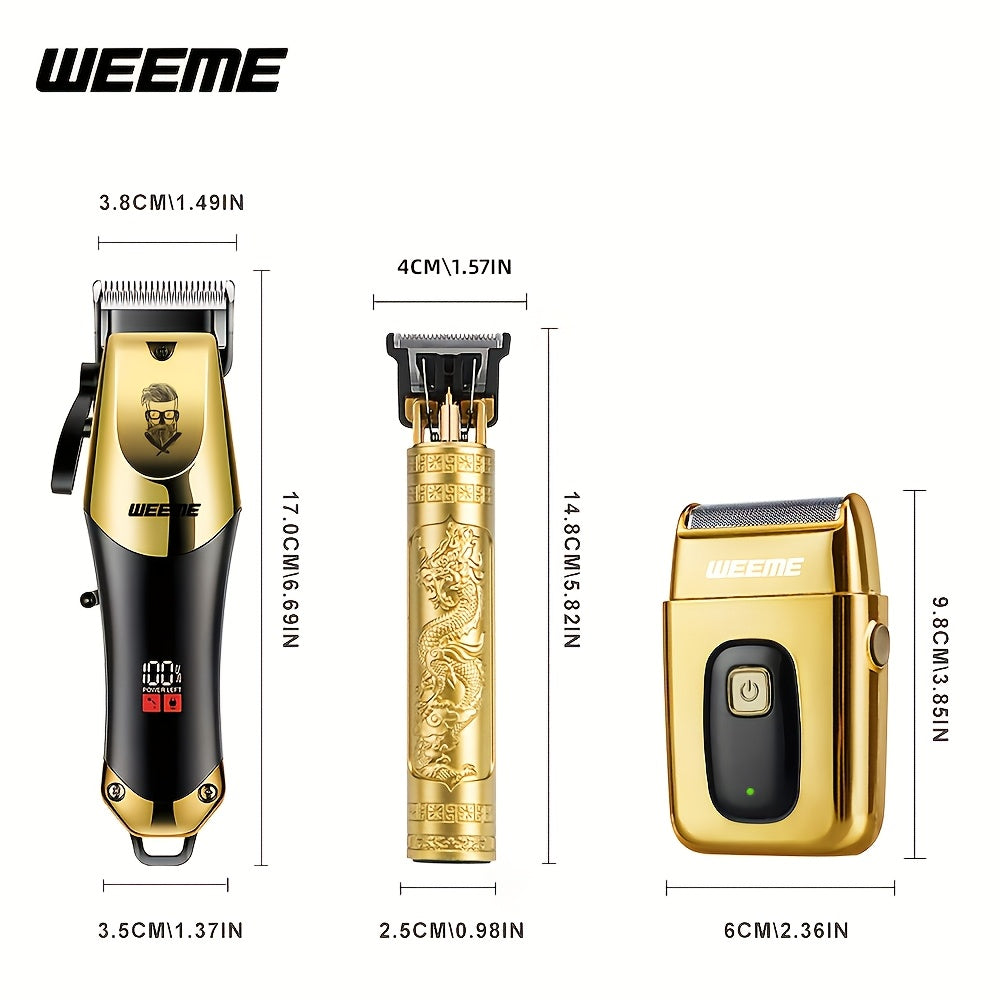 Professional Hair Clipper Set with T-Blade Zero Gap Trimmer – USB Rechargeable LCD Display, 2pcs/3pcs Men’s Electric Hair Cutting Kit, Portable Home Travel Grooming, Father’s Day Gift | ShopVora CA