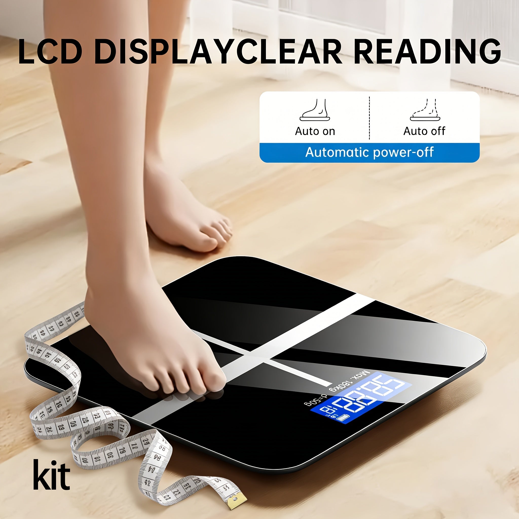 High Precision Bathroom Scale 396 lb with Temperature Display – HD LCD Digital Body Weight Scale, Large Platform, KG/LB Switchable, Auto Power-Off, Durable & Safe for Home Bathroom | Canada