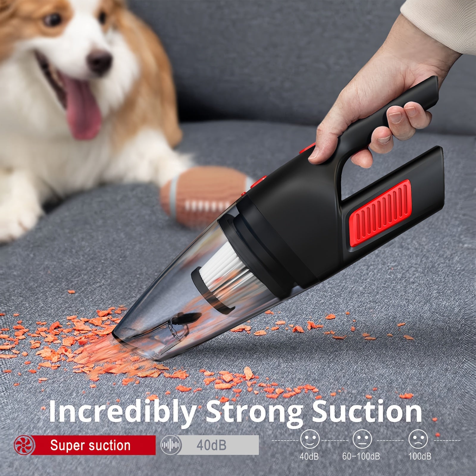 Wireless Convenient Handheld Car Vacuum Cleaner, Powerful Suction Kitchen Floor Cleaning Tools, USB Charging Mini Cleaning Dust Collector, There Are A Variety Of Accessories, Suitable for Cars, RV, Home, Office And Other Gap Tools