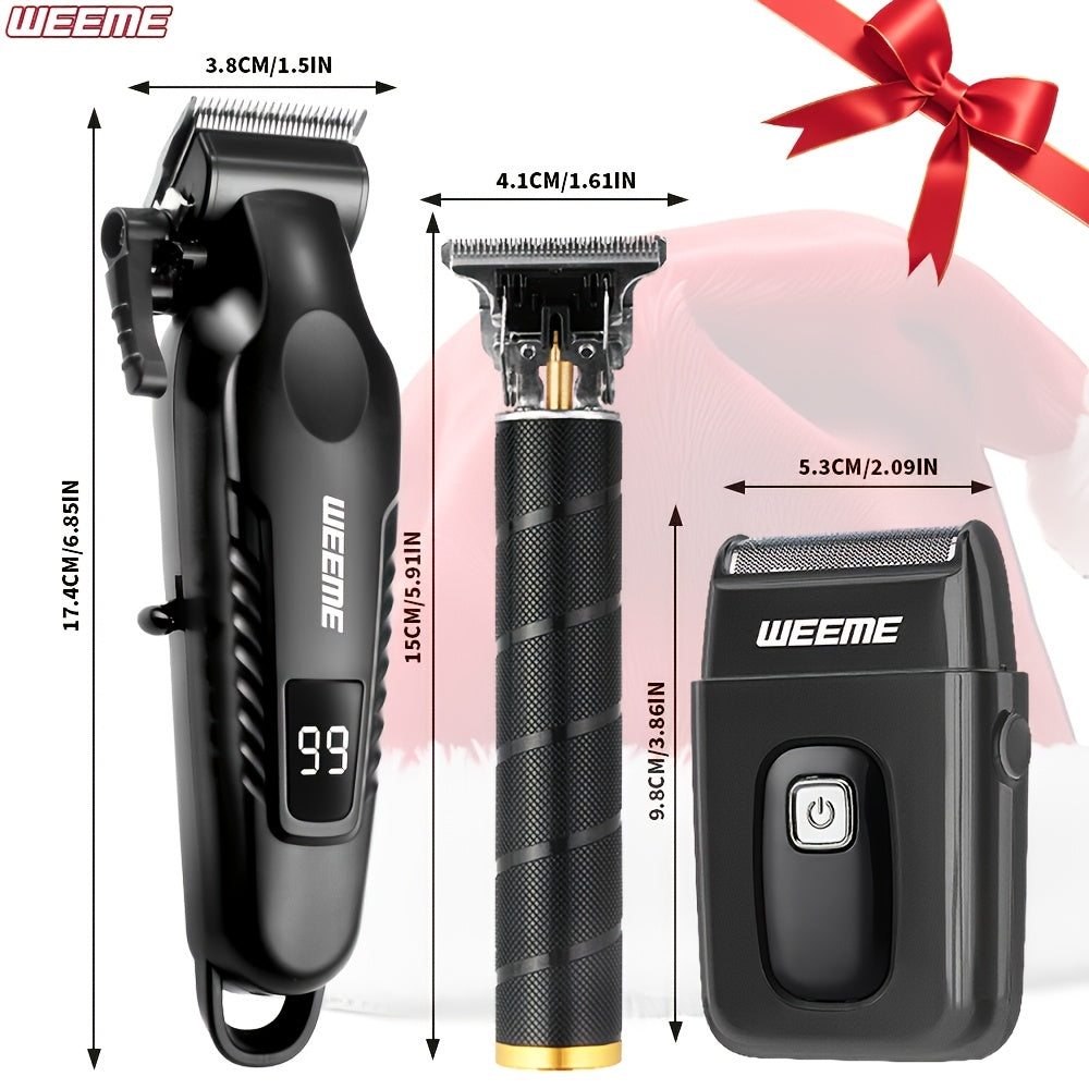 Professional Hair Clipper Set with T-Blade Zero Gap Trimmer – USB Rechargeable LCD Display, 2pcs/3pcs Men’s Electric Hair Cutting Kit, Portable Home Travel Grooming, Father’s Day Gift | ShopVora CA